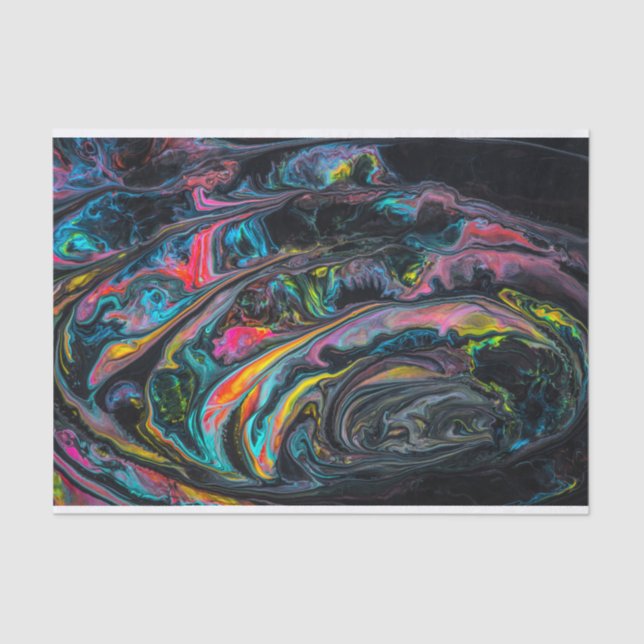 Papier Mousseline Peinture coulée en marbre noir (Recto)