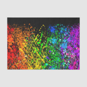Papier Mousseline Peinture couleur arc-en-ciel noir éclaboussure col