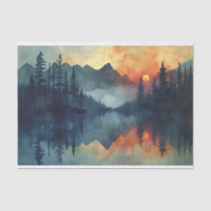 Papier Mousseline Peinture d'aquarelle étonnante au coucher du solei