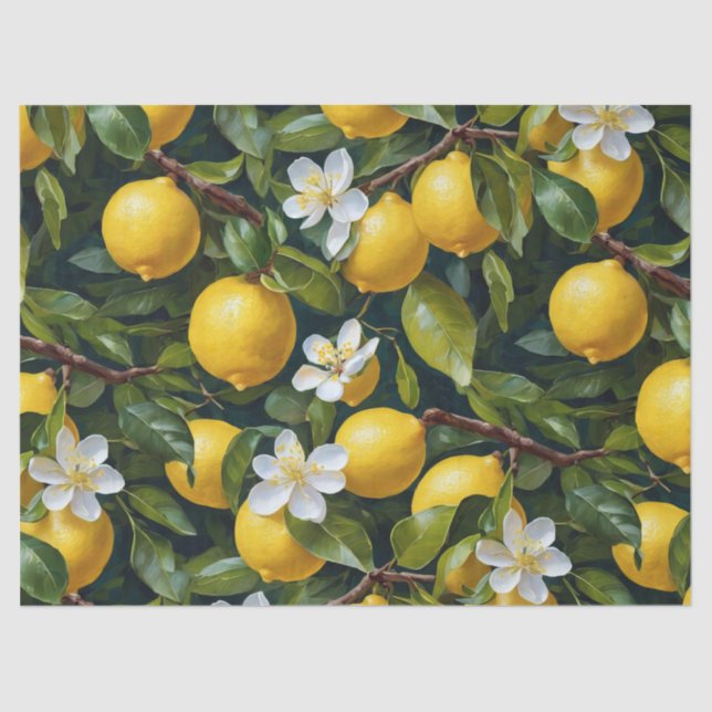 Papier Mousseline Peinture d'art Fruit Fleur de Citron (Recto)