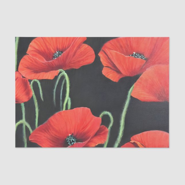 Papier Mousseline Peinture d'art Red Poppies (Recto)