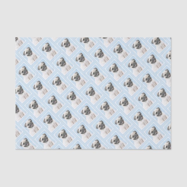 Papier Mousseline Peinture de carlin - art original mignon de chien (Recto)