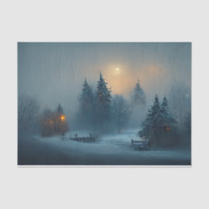 Papier Mousseline Peinture de la robe de neige de nuit d'hiver