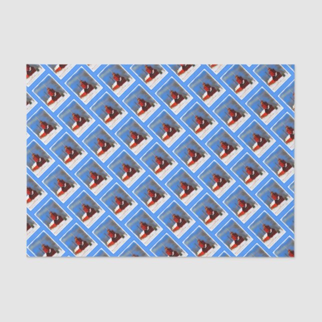 Papier Mousseline Peinture de phare rouge - Art original (Recto)