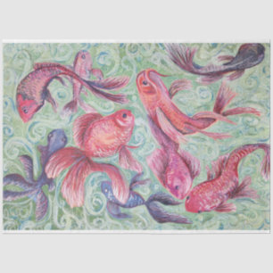 Papier Mousseline peinture de poissons rouges