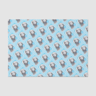 Papier Mousseline Peinture de Saluki (Argent) - Joli art original de