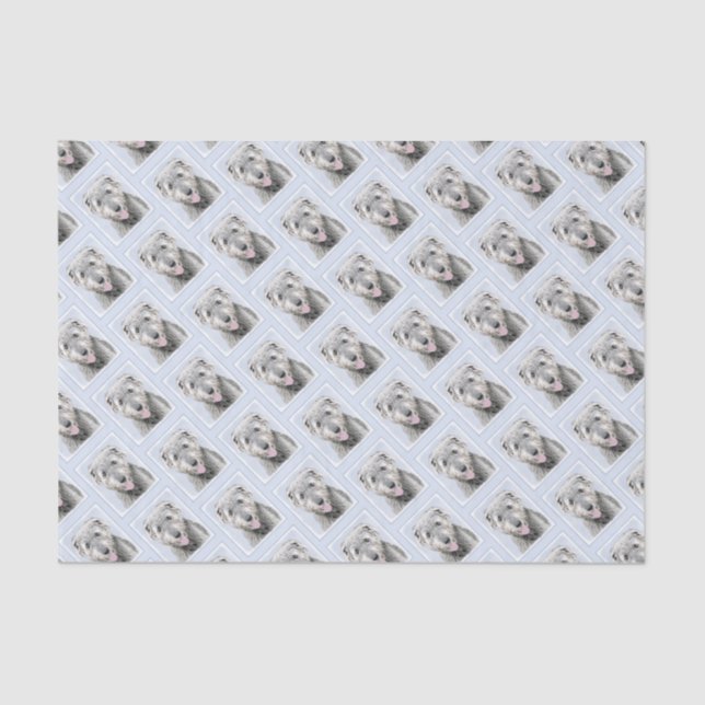 Papier Mousseline Peinture de Wolfhound irlandais - Joli art origina (Recto)