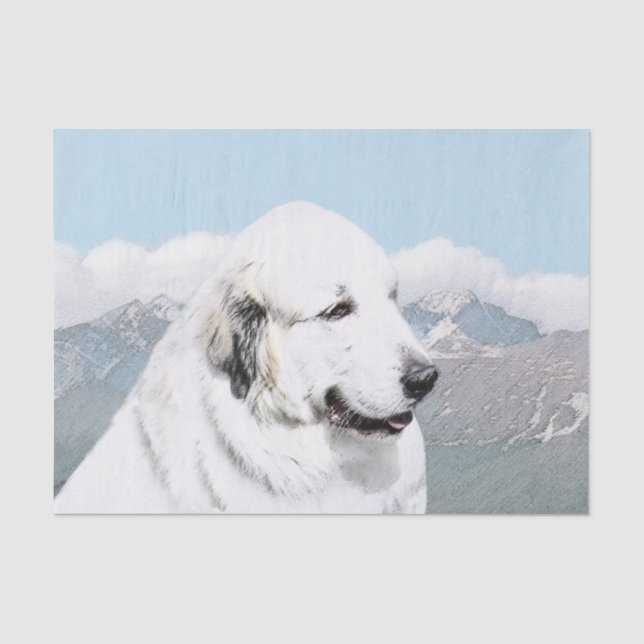 Papier Mousseline Peinture des Pyrénées - Art original du chien (Recto)