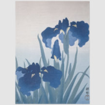 Peinture d'Iris Bleus par Ohara Koson Découpage