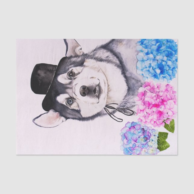 Papier Mousseline Peinture enrouée d'aquarelle de chien (Recto)