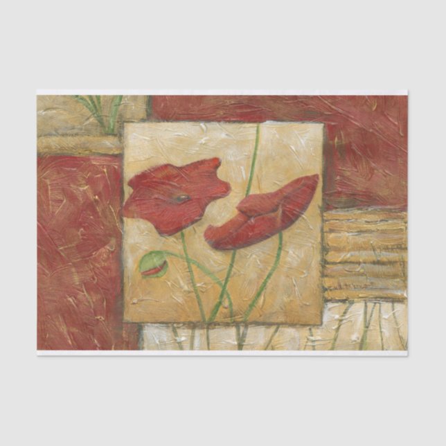 Papier Mousseline Peinture florale avec traits de pinceau visibles (Recto)