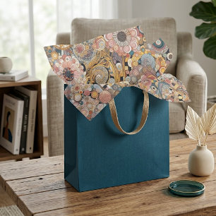 Papier Mousseline Peinture florale d'art fin de style Art nouveau an