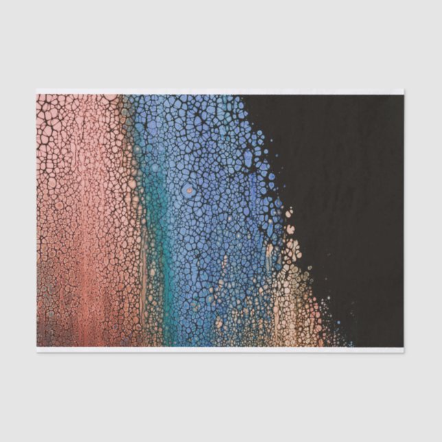 Papier Mousseline Peinture fluide en or rose et bleu (Recto)