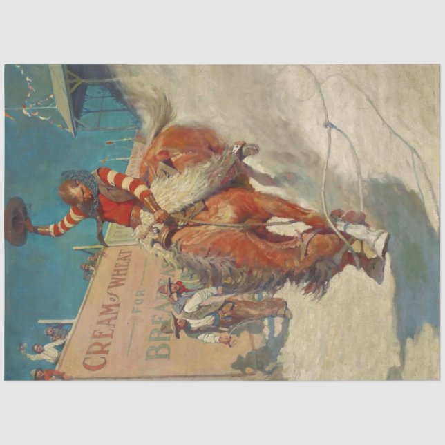 Papier Mousseline Peinture historique de NC Wyeth "Le Rodéo" (Recto)