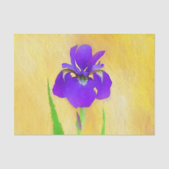 Papier Mousseline Peinture Iris à pois pourpre - Chien original mign (Recto)