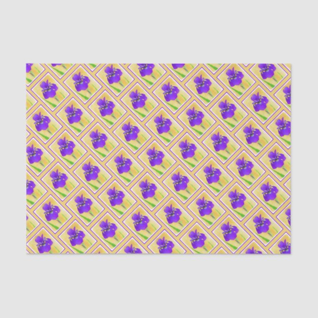 Papier Mousseline Peinture Iris à pois pourpre - Chien original mign (Recto)