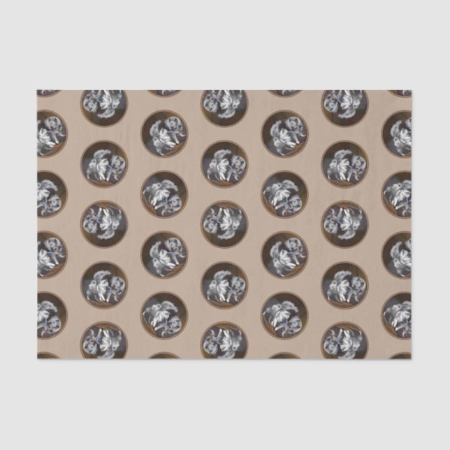 Papier Mousseline Peinture Keeshond Playtime Cute Original Chien Art (Recto)