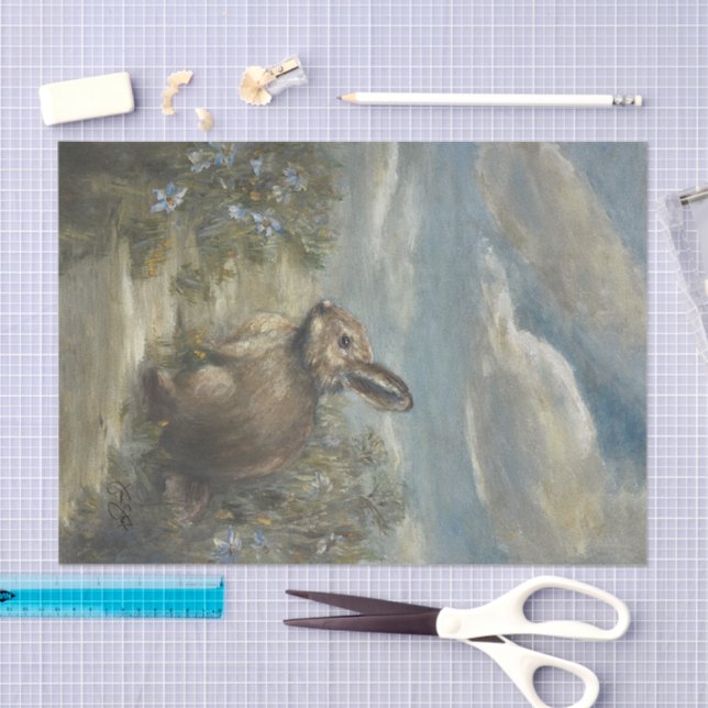Papier Mousseline Peinture Lapin DBL (Artisanat)
