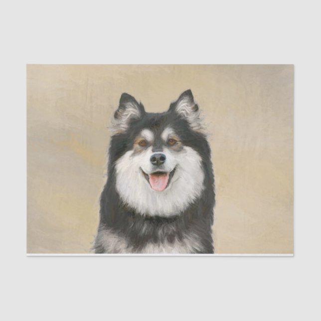 Papier Mousseline Peinture Lapphund Finlandaise - Joli art original  (Recto)