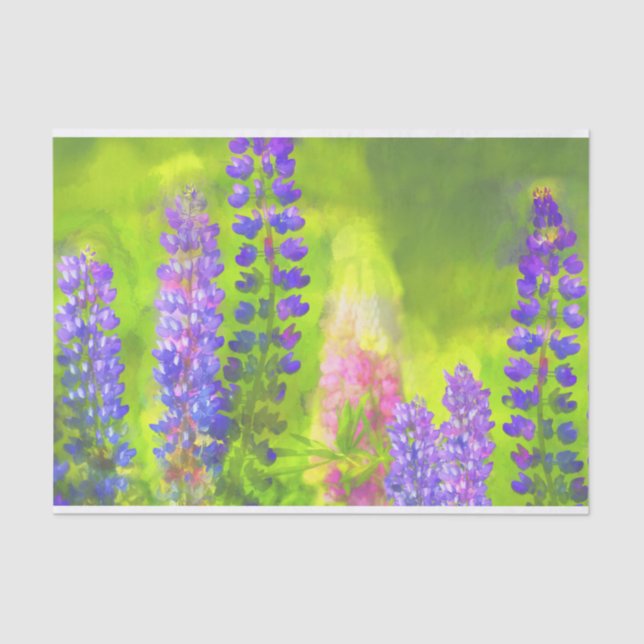 Papier Mousseline Peinture Lupine Art Fleur sauvage original (Recto)