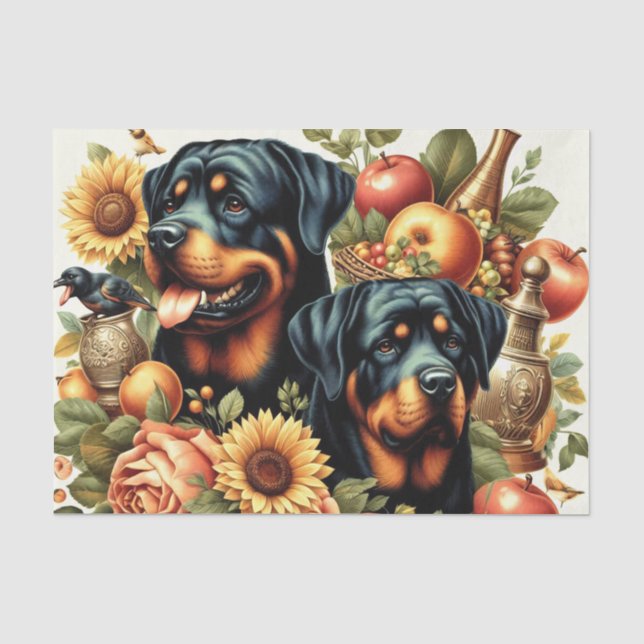 Papier Mousseline Peinture par Rottweiler rétro (Recto)