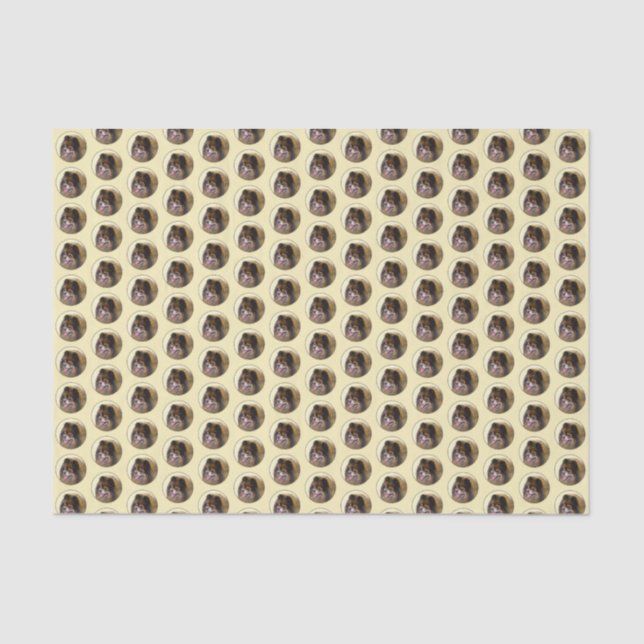 Papier Mousseline Peinture Poméranienne Noir et Tan Art Chien origin (Recto)