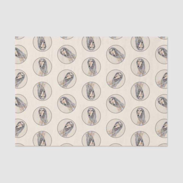 Papier Mousseline Peinture Saluki Fawn Sable mignonne Original Chien (Recto)