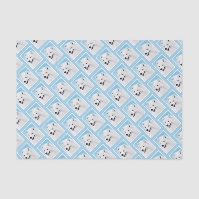 Papier Mousseline Peinture Samoyed - Cute Original Chien Art (Recto)