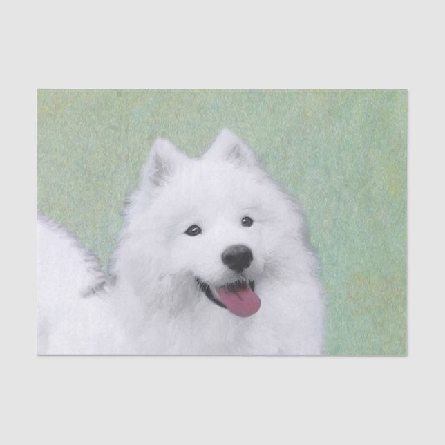Papier Mousseline Peinture Samoyed - Cute Original Chien Art (Recto)