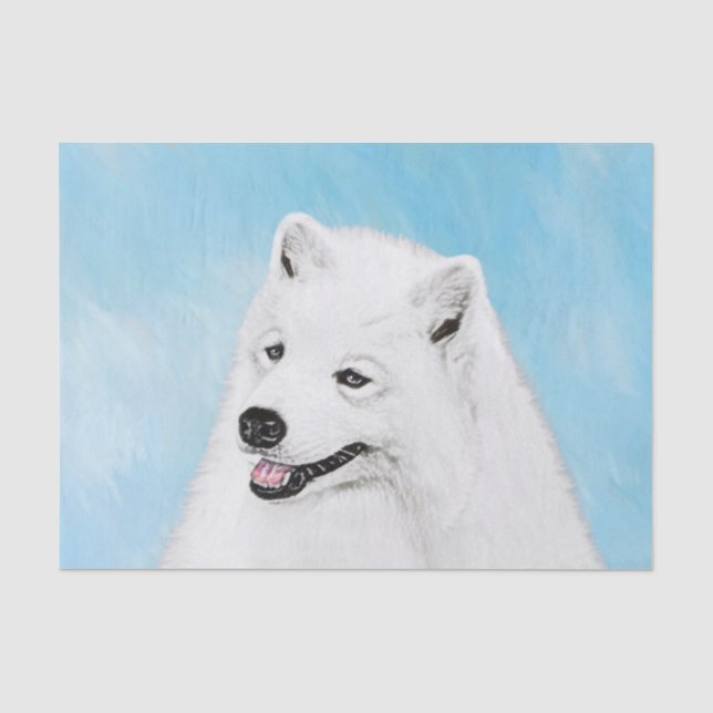 Papier Mousseline Peinture Samoyed - Cute Original Chien Art (Recto)