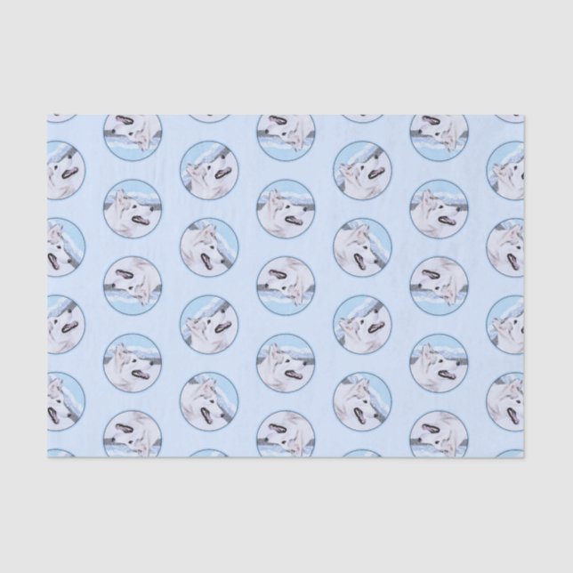 Papier Mousseline Peinture sibérienne Husky Argent et Chien blanc Ar (Recto)