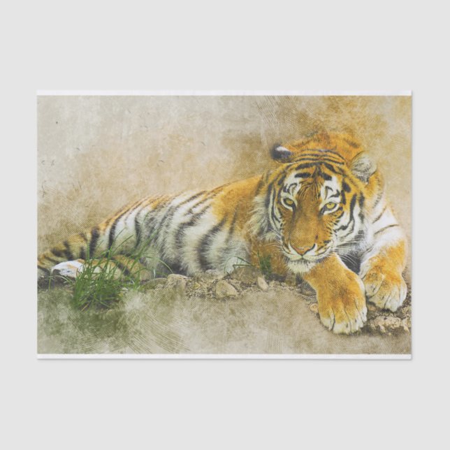 Papier Mousseline Peinture sur tigre (Recto)