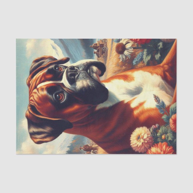 Papier Mousseline Peinture vintage de chien de boîte (Recto)