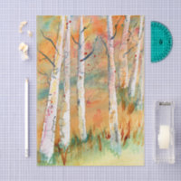 Peintures à l'aquarelle d'arbres trembles d'automn