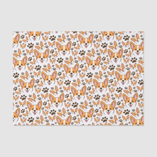 Papier Mousseline Pembroke Welsh Corgi Chien Coquelicot (Recto)