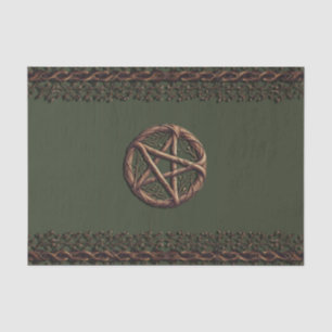 Papier Mousseline Pentacle de brindille de bois vert olive Wiccan