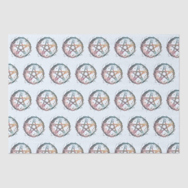 Papier Mousseline Pentagramme Bleu Chariot Bleu clair Halloween (Recto)