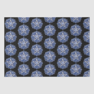 Papier Mousseline Pentagramme bleu floral sorcière Halloween noir
