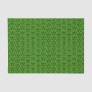 Papier Mousseline Pentagramme noir sur fond vert