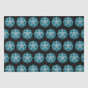 Papier Mousseline Pentagramme vert floral sorcière Halloween noir