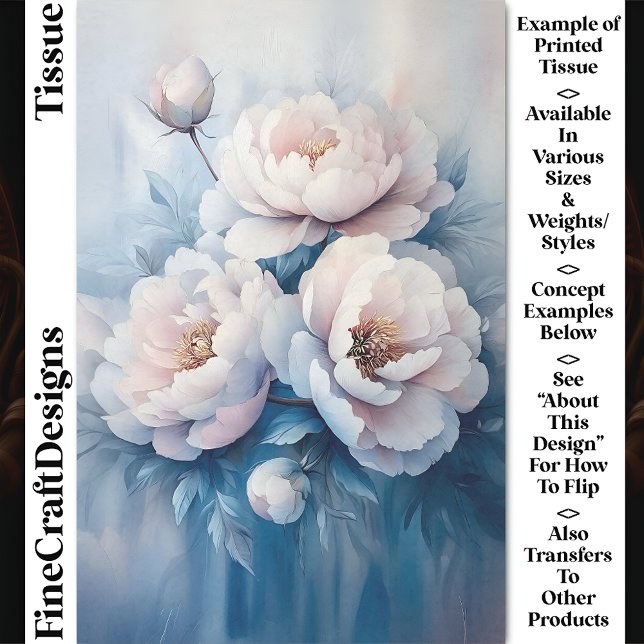 Papier Mousseline Peonies blanches et roses douces Rêves CR1 Découpa (Créateur téléchargé)