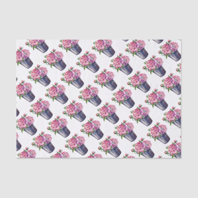 Papier Mousseline Peonies en papier de tissus pour la plantation (Recto)