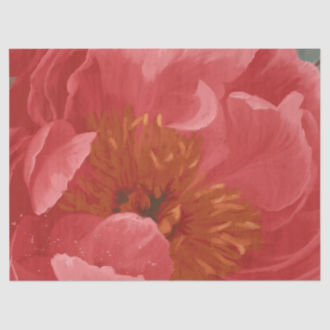Papier Mousseline Peony Floral Rose Bourgogne Art Moderne Contempora (Recto)