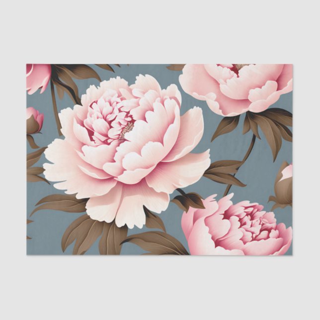 Papier Mousseline Peony Vintage motif floral (Recto)