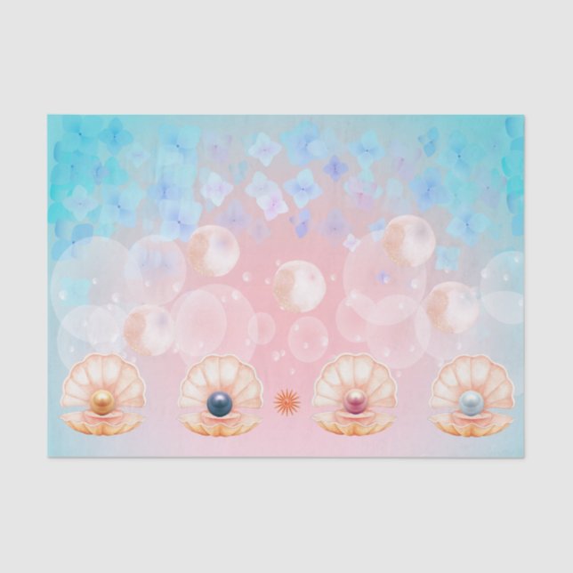 Papier Mousseline pépinière mermaid clam pearl découpage (Recto)