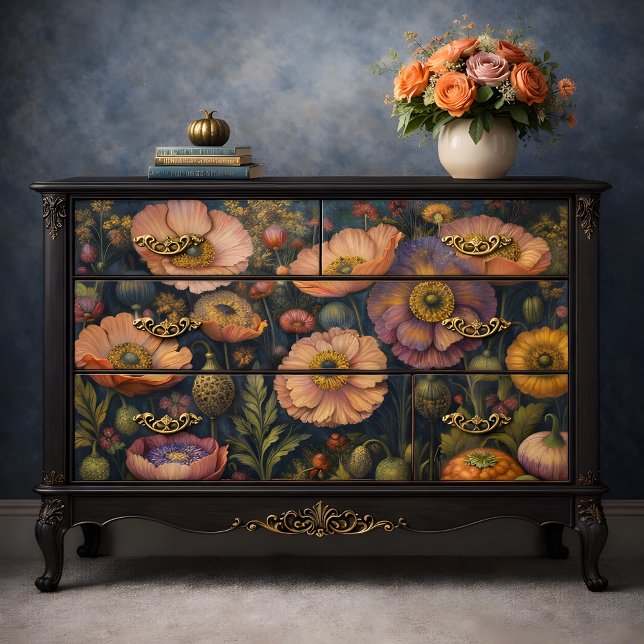 Papier Mousseline Pépites lumineuses Bloom Decoupage (Luminous Poppies Bloom Decoupage Tissue Paper Mockup)