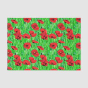 Papier Mousseline Pépites rouges dans un champ vert