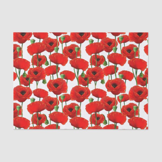 Papier Mousseline Pépites rouges modèle floral (Recto)