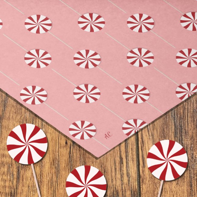 Papier Mousseline Peppermenthe Lollipops Pink Holiday Tissu Papier (Créateur téléchargé)
