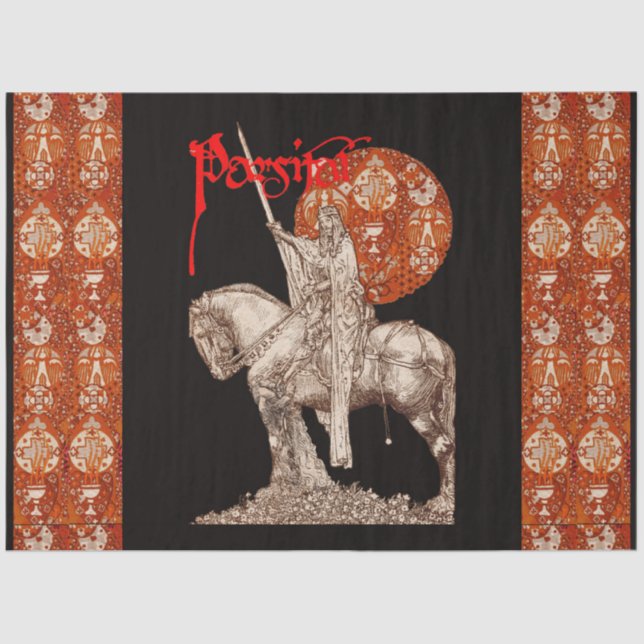 Papier Mousseline PERCEVAL LÉGENDE /QUÊTE DU SAINT GRAIL Noir Rouge (Recto)